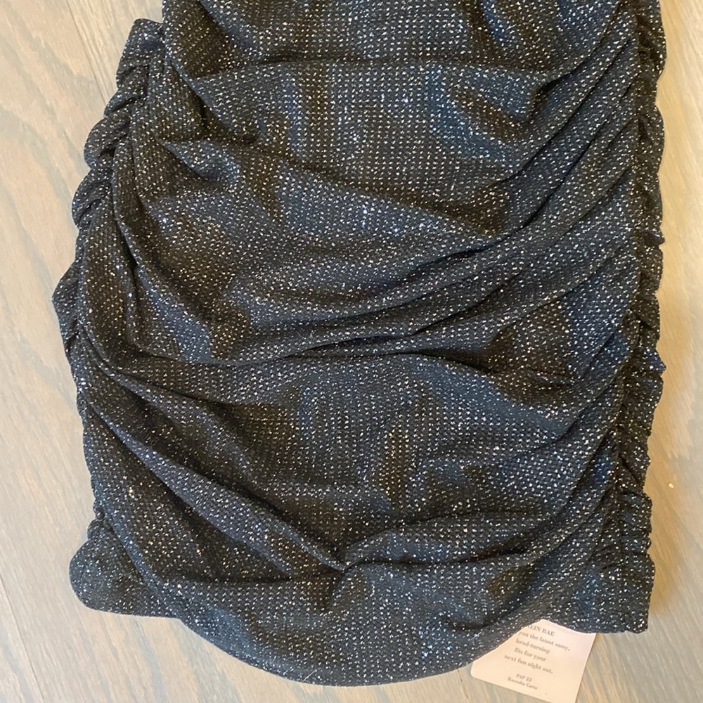 NWT Sparkly Ruched Bodycon Sweetheart Neckline Black Party Dress Shein Bae Small - Picture 3 of 9